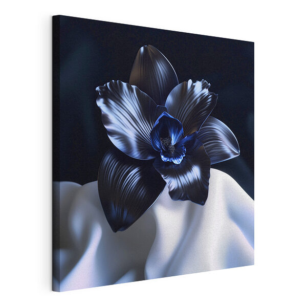Wandbilder Schwarze Blume auf einem weißen Tuch