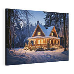 Wandbilder Beleuchtetes Haus im Schnee