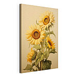 Wandbilder Gemälde von Sonnenblumen auf einem weißen Hintergrund