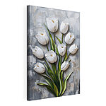 Wandbilder Gemälde von weißen Tulpen