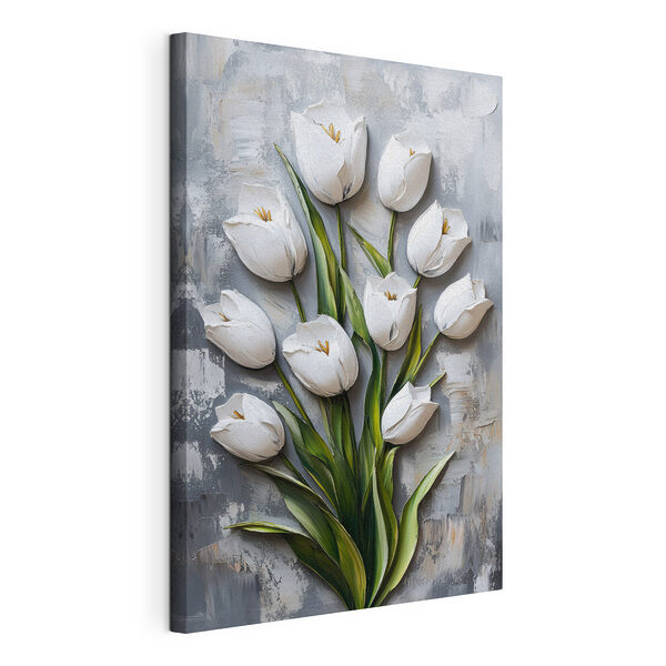 Wandbilder Gemälde von weißen Tulpen