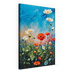 Wandbilder Gemälde mit Blumen auf blauem Hintergrund