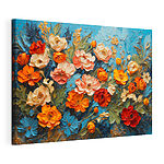 Wandbilder Malerei von Blumen auf einer blauen Fläche