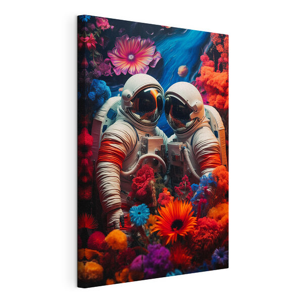 Wandbilder Wandbilder Zwei Astronauten in Raumanzügen und Blumen (Artikelnummer: s42285)