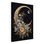 Wandbilder Mond mit Blumen und Blättern