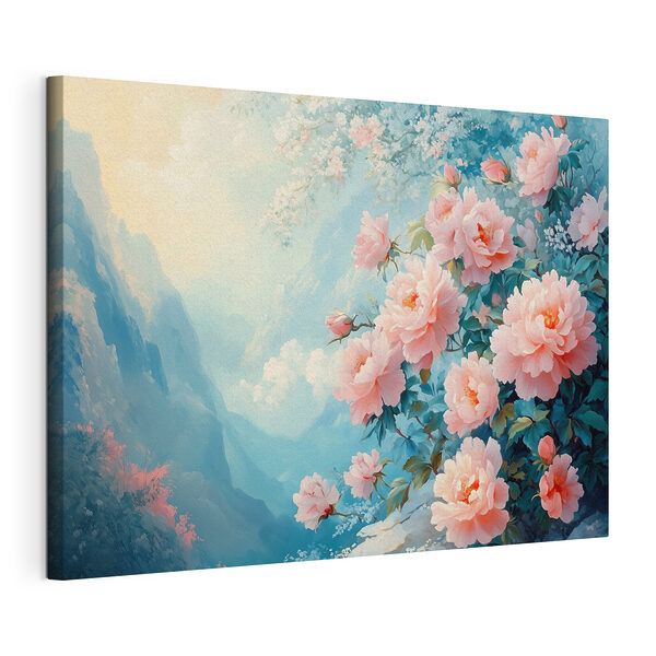 Wandbilder Gemälde mit rosa Blumen