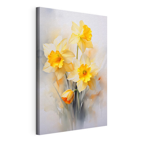 Wandbilder Gruppe von gelben und weißen Blumen