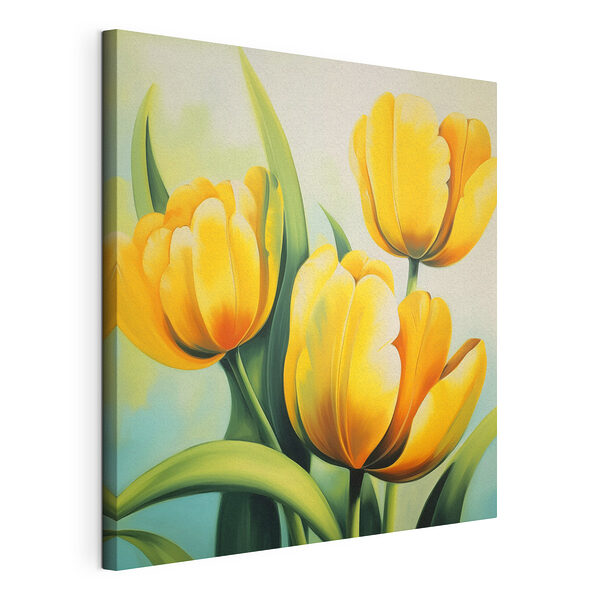 Wandbilder Gemälde von gelben Tulpen