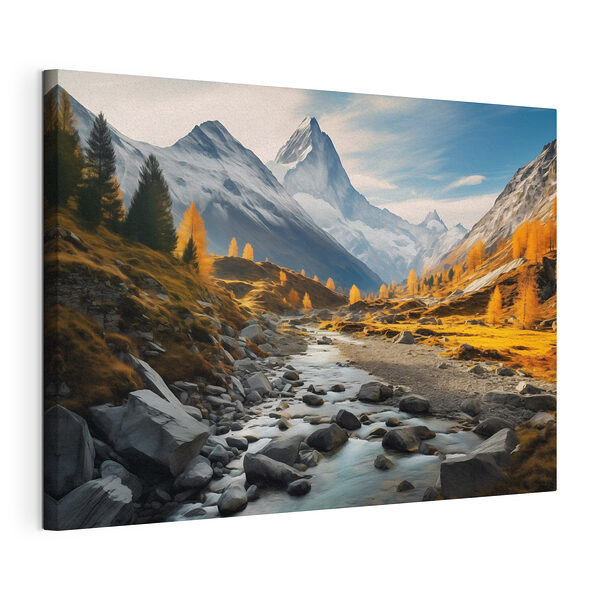 Wandbilder Ein Fluss fließt durch ein Tal mit Bergen im Hintergrund (Artikelnummer: s42564) Wandbilder Wandbilder Ein Fluss fließt durch ein Tal mit Bergen im Hintergrund (Artikelnummer: s42564)