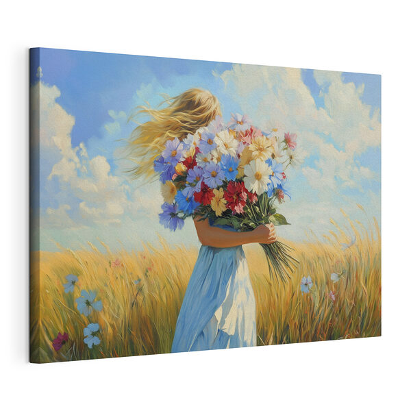 Frau hält einen Blumenstrauß Wandbilder Frau hält einen Blumenstrauß