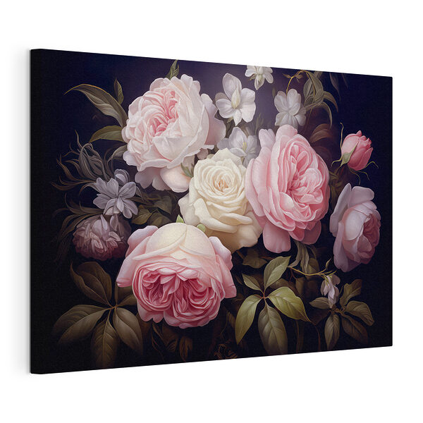 Wandbilder Gruppe von rosa und weißen Rosen