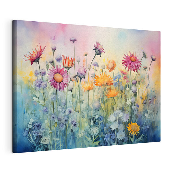 Wandbilder Gemälde von Blumen auf einem Feld