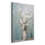 Wandbilder Gemälde einer Vase mit weißen Blumen