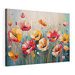 Wandbilder Gemälde mit Blumen auf blauem Hintergrund