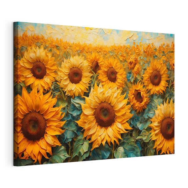 Wandbilder Gemälde von Sonnenblumen auf einem Feld