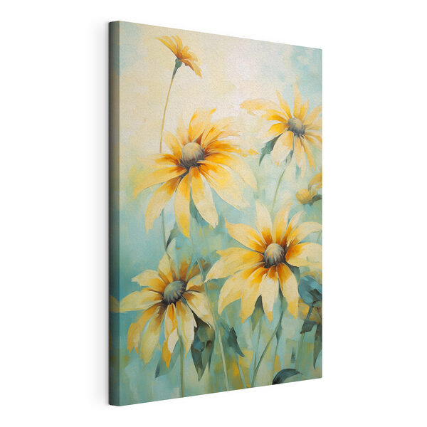 Wandbilder Gemälde mit gelben Blumen