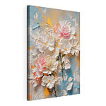 Wandbilder Gemälde mit Blumen auf blauem und gelbem Hintergrund