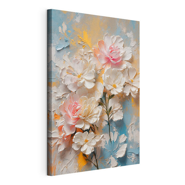 Wandbilder Wandbilder Gemälde mit Blumen auf blauem und gelbem Hintergrund (Artikelnummer: s44066)
