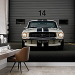Fototapeten Vor einer Garage geparktes Auto