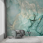 Fototapeten Abstraktes, wirbelndes Muster in Teal und Beige