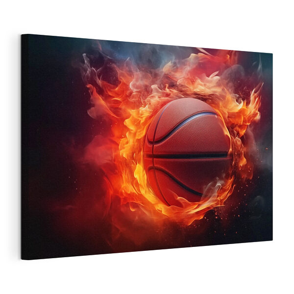 Ein brennender Basketball vor schwarzem Hintergrund Wandbilder Ein brennender Basketball vor schwarzem Hintergrund