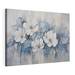 Wandbilder Gemälde mit weißen und blauen Blumen