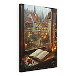 Wandbilder Ein Buch und eine Kerze auf der Fensterbank