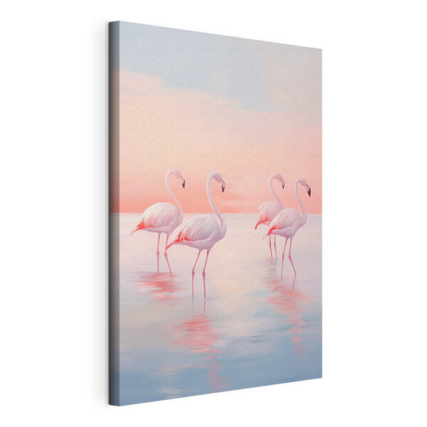 Wandbilder Eine Gruppe Flamingos, die im Wasser stehen