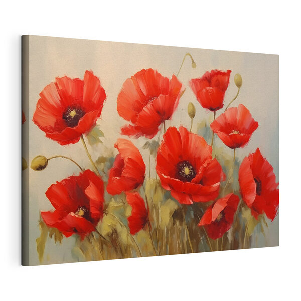Wandbilder Gemälde mit roten Blumen