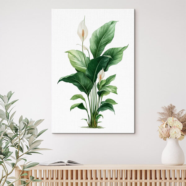 Pflanze mit weißen Blüten und grünen Blättern Wandbilder Pflanze mit weißen Blüten und grünen Blättern