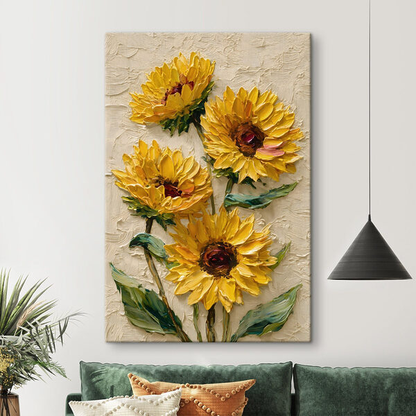 Wandbilder Gemälde mit gelben Blumen
