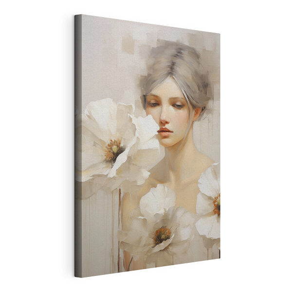 Wandbilder Gemälde einer Frau mit weißen Blumen (Artikelnummer: s49494) Wandbilder Wandbilder Gemälde einer Frau mit weißen Blumen (Artikelnummer: s49494)