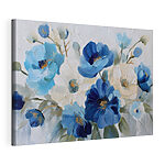 Wandbilder Gemälde mit blauen und weißen Blumen