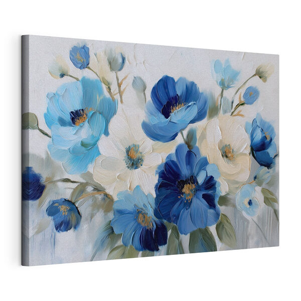 Gemälde mit blauen und weißen Blumen Wandbilder Gemälde mit blauen und weißen Blumen