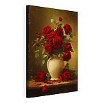 Wandbilder Gemälde einer Vase mit roten Rosen