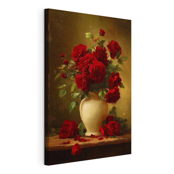 Wandbilder Wandbilder Gemälde einer Vase mit roten Rosen (Artikelnummer: s49545)