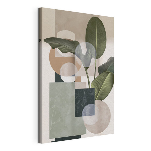 Wandbilder Wandbilder Pflanze mit Blättern und geometrischen Formen (Artikelnummer: s49524)