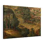 Wandbilder Gemälde einer Landschaft mit Bäumen und Tieren