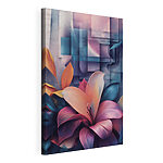 Wandbilder Farbenfrohe Blumen mit geometrischen Formen