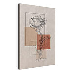 Wandbilder Blume mit einem Blatt und quadratischen Formen