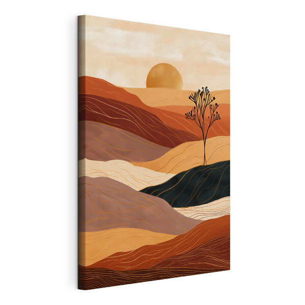 Wandbilder Landschaft mit einem Baum und Hügeln