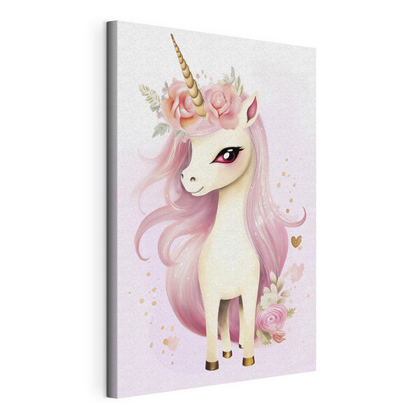 Einhorn mit rosa Haaren und Blumen Wandbilder Einhorn mit rosa Haaren und Blumen