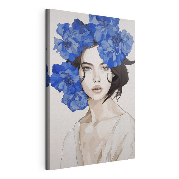 Wandbilder Wandbilder Frau mit blauen Blumen im Haar (Artikelnummer: s45756)