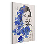 Wandbilder Frau mit blauen Blumen