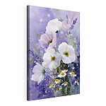 Wandbilder Gemälde mit Blumen vor violettem Hintergrund