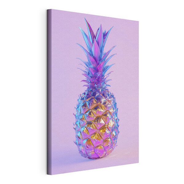 Wandbilder Wandbilder Bunte Ananas vor violettem Hintergrund (Artikelnummer: s45727)