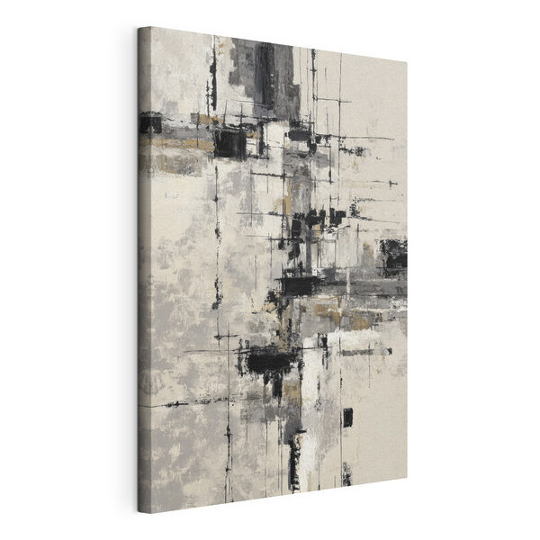 Gemälde einer weißen Wand mit schwarzen und weißen Quadraten Wandbilder Gemälde einer weißen Wand mit schwarzen und weißen Quadraten
