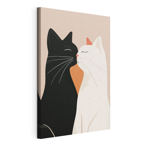 Schwarz-weiße Katzen, die sich küssen Wandbilder Schwarz-weiße Katzen, die sich küssen