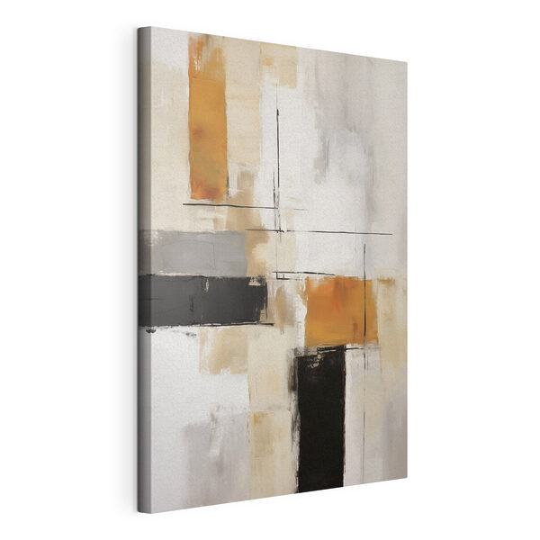 Gemälde einer weißen Wand mit schwarzen und braunen Quadraten Wandbilder Gemälde einer weißen Wand mit schwarzen und braunen Quadraten