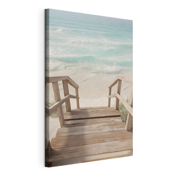 Eine Holztreppe, die zum Strand führt Wandbilder Eine Holztreppe, die zum Strand führt